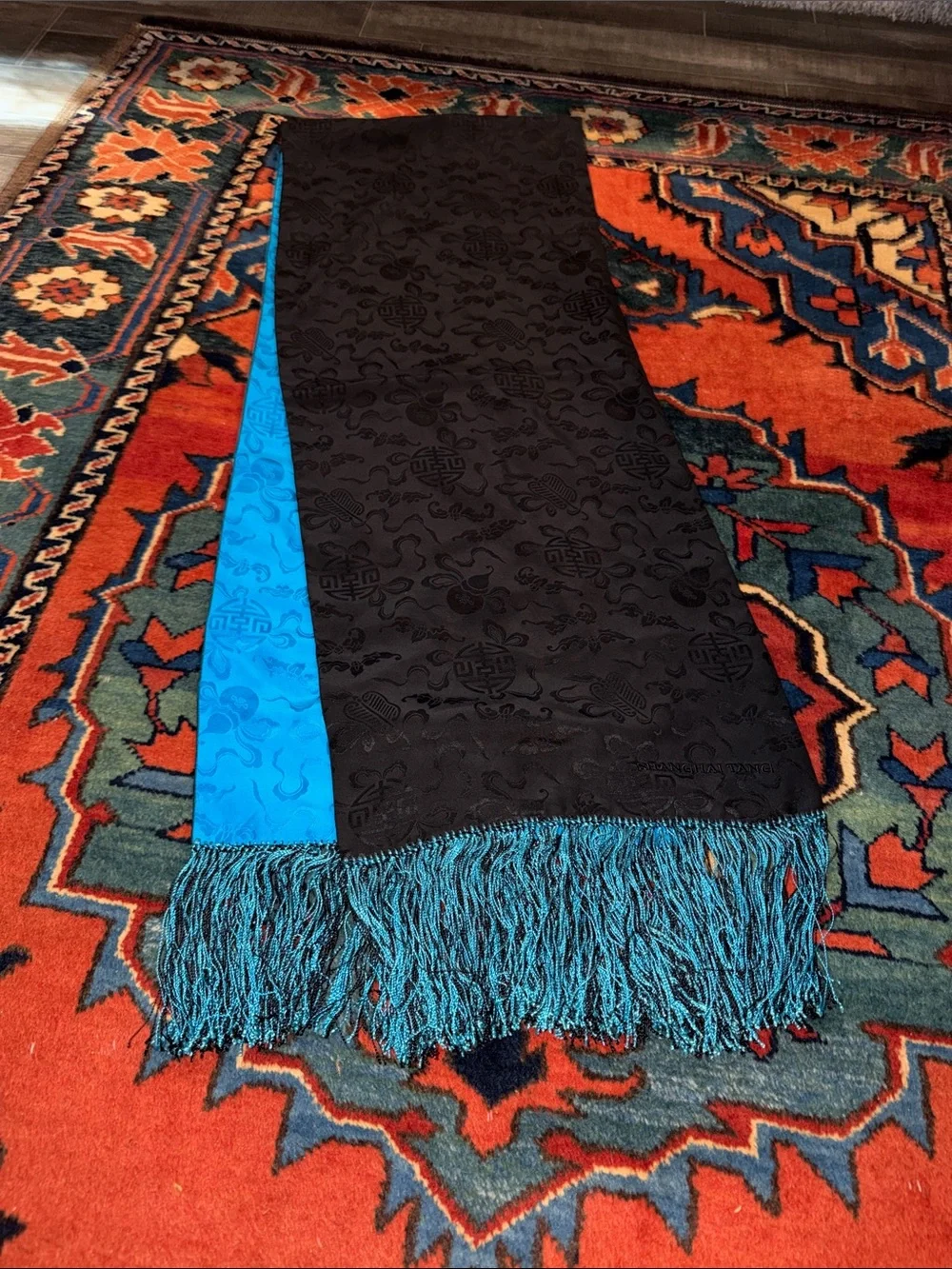 Shanghai Tang 100% Silk luxurious reversible scarf